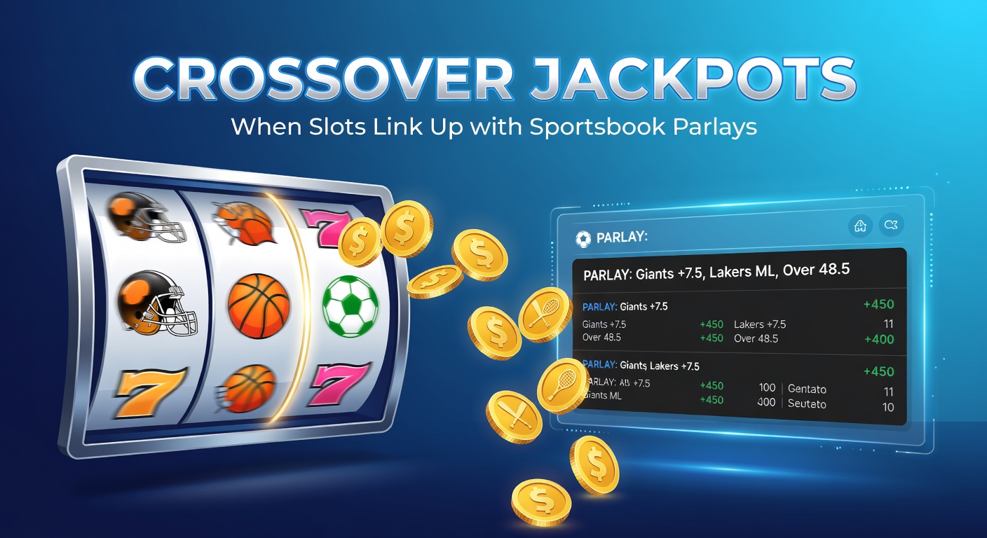 Ein dynamisches Bild von verknüpften Slot-Maschinen und Sportwetten-Displays, die einen gemeinsamen Jackpot-Pot zeigen, mit leuchtenden Lichtern und aufsteigenden Zahlen