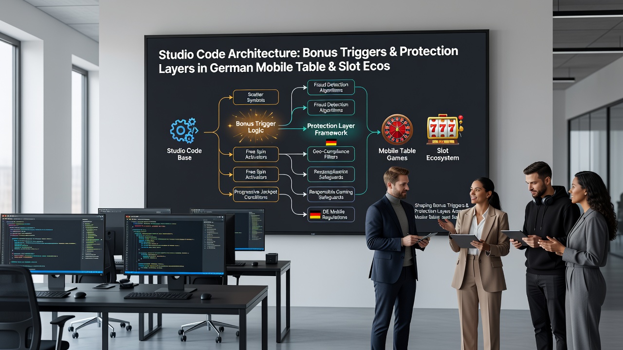 Illustration von Schutzschichten und Code-Integration in mobilen deutschen Casino-Ökosystemen für Slots und Live-Tische