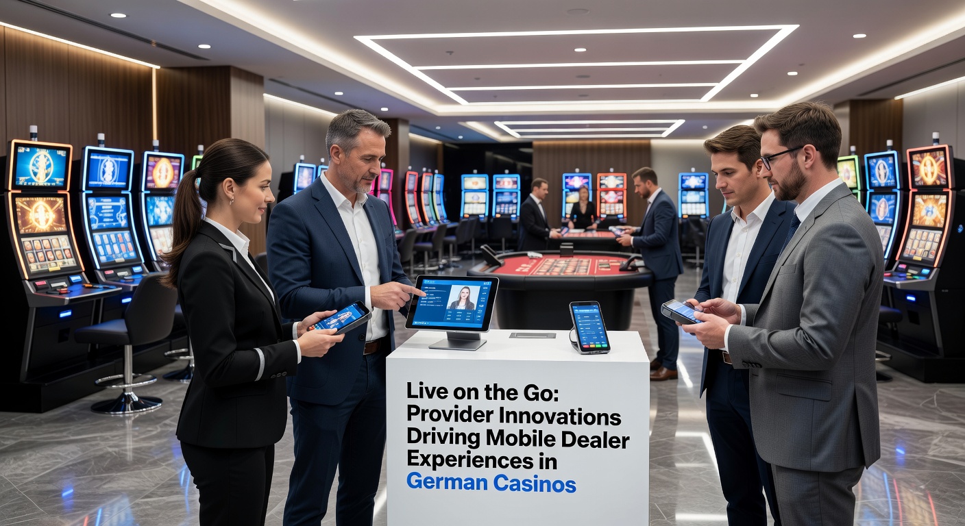 Live-Dealer an einem mobilen Roulette-Tisch mit mehreren Bildschirmen, die eine unterwegs optimierte Benutzeroberfläche demonstrieren